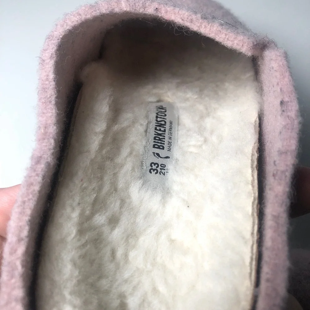 Birkenstock Zermatt Kids Clog Slippers 33 Pink Wool Shearling Lined 210 L2